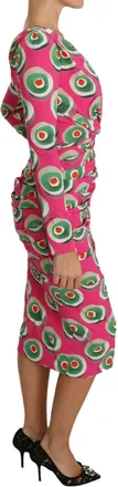 Dolce & Gabbana Womens Pink Silk Cup Cake Sheath Stretch Dress
