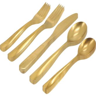 Gibson Home Hulton 20 Piece Stainless Steel Flatware Set in Metallic Gold at Nordstrom