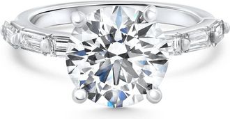 Pompeii3 Certified 2.75-6.75Ct Round Baguette Diamond Engagement Ring Gold Lab Grown