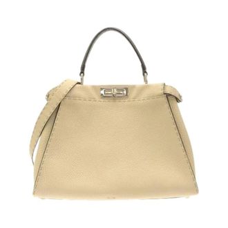 Fendi Pre-owned Selleria Peekaboo Calf Bag - Dames - Pre-owned - Beige - Maat: ONE Size Leer