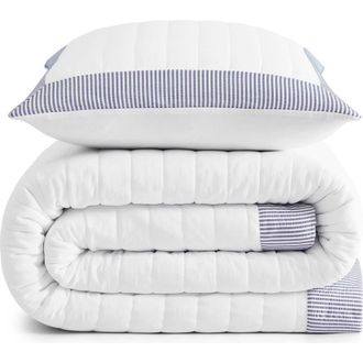 Tommy Hilfiger Resort Quit & Shams Set in White/Navy Blue at Nordstrom, Size Full