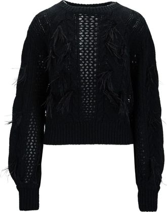 Twinset Veren Detail Pullover Trui - Dames - Ronde hals truien - Zwart - XL - Wol - Truien & Vesten