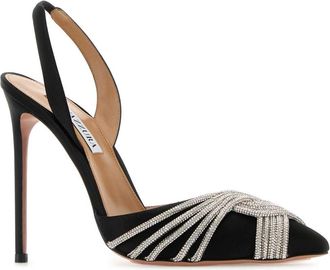 Aquazzura Womens Gatsby Sling Heel Black Fabric