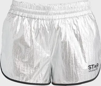 Golden Goose Star Diana Metallic Pull-On Logo Shorts