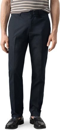 Mango Slim Fit Flat Front Cotton Twill Pants in Navy at Nordstrom, Size 34