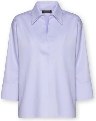 Elena Miro Poplin Blouse met driekwart mouw - Dames - Blouses - Paars - XS - Katoen - Overhemden