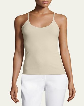 Lafayette 148 New York Mesh Jersey V-Neck Tank