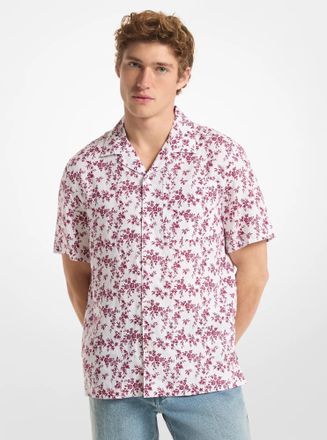 Michael Kors Floral Print Linen Camp Shirt