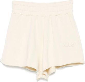 Autry Shorts met elastische tailleband en logo - Dames - Bermuda - Beige - S - Katoen - Korte Broeken