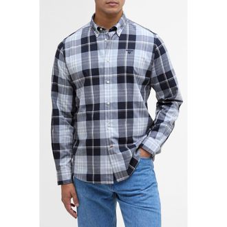 Barbour Edgar Plaid Button-Down Shirt in Mineral Blue at Nordstrom, Size Xx-Large