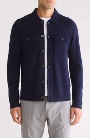 Amicale Cashmere Knit Long Sleeve Button-Up Shirt in Navy at Nordstrom Rack, Size X-Large