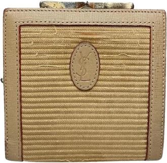 Saint Laurent Pre-owned Vintage Portemonnee - Heren - Vintage Accessoires - Beige - ONE Size - Leer - Vintage
