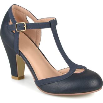 Journee Collection JOURNEE Olina T-Strap Pump - Wide Width in Navy at Nordstrom Rack, Size 7.5