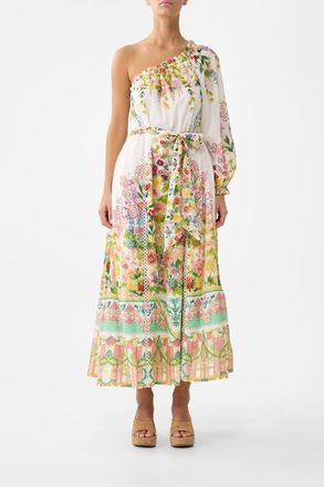 Camilla One Shoulder Dress With Blouson Sleeve in The Call Of Catalonia at Nordstrom, Size X-Large