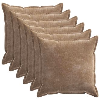 vidaXL Federa 6 Pz Houten Marrone 65 X 65 Cm Tessuto Chenille Vidaxl