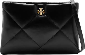 Tory Burch Kira quilted logo shoulder bag - women - Calf Leather - One Size - Black