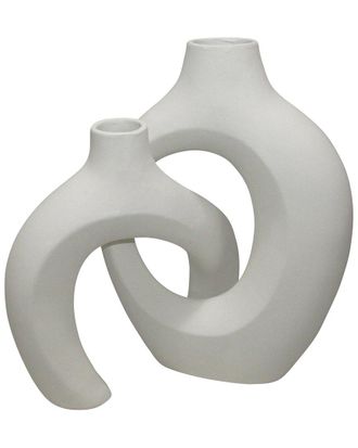 Sagebrook Home Set Of 2 Ceramic Interlocking Vases
