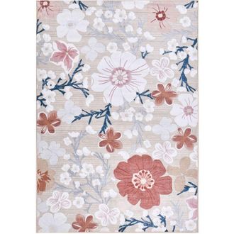 Beliani Area Rug Multicolour Fabric 140 x 200 cm Modern Flower Pattern Living Room Bedroom For Underfloor Heating Anti-Slip Bottom DAZKIRI