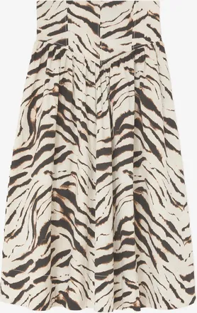 Ganni White Skirt in Zebra Cotton - Size 32 Organic