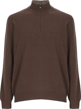 Della Ciana High Neck Merino Wool And Cashmere Sweater With Zip Closure