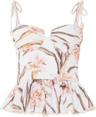 PatBo Botanic Retro Peplum Top in Off White at Nordstrom, Size 6