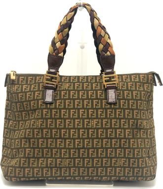 Fendi Khaki Canvas Handbag Tote Bag (Pre-Owned)