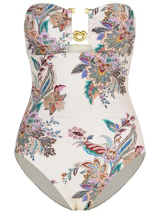 Zimmermann Wylie belted printed bandeau swimsuit van € 225