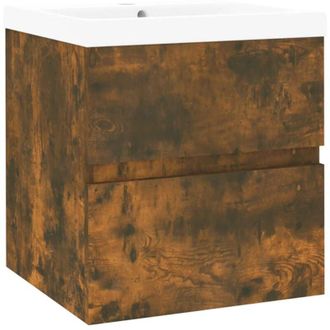 vidaXL Sink Cabinet with Built-in Basin Smoked Oak Engineered Wood vidaXL