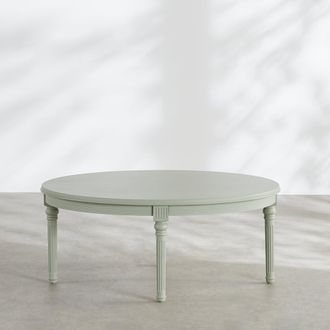 Maisons du monde Mesa de centro ovalada verde con patas de pino, 100 cm