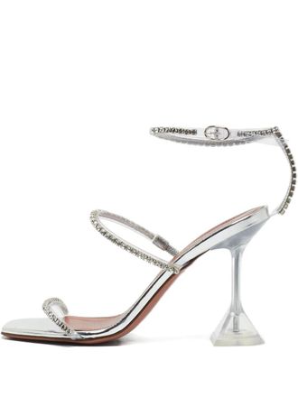 Amina Muaddi rhinestone strap sandals - Silver