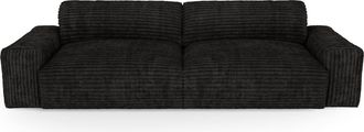 Sia Home Sof&aacute; de 3 plazas en pana XXL color negro 220 cm