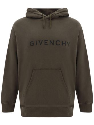 Givenchy logo-print hoodie - men - Cotton - M - Green