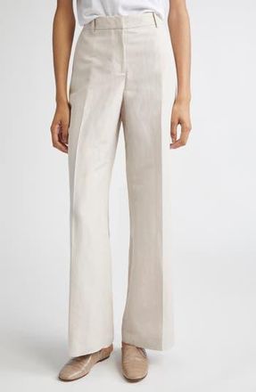 Lafayette 148 New York Gates Silk & Linen Straight Leg Pants in Pearl at Nordstrom Rack, Size 10