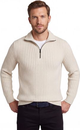 HUGO BOSS trui BOSS beige half zip wol