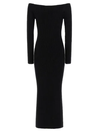 Max Mara Ribbed Wool-Cashmere Blend Dress - Black