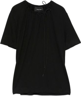 Simone Rocha Tops, Dames, Zwart, XS, Katoen, Bow Sash Easy T-Shirt