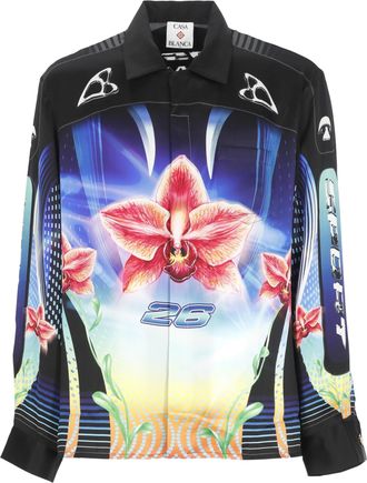 Casablanca Black Orchid Racer Silk Shirt