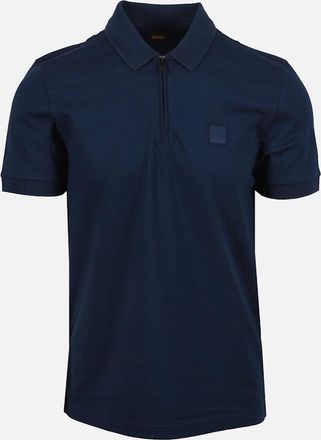 HUGO BOSS Mens Boss Orange PASSERZIP POLO OPEN BLUE - Navy - Size: 42