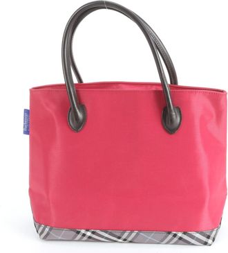 Burberry Brown Pink Leather Nylon Handbag Shoulder Bag Tote Bag (Pre-Owned)