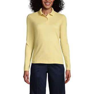 Lands End School Uniform Long Sleeve Feminine Fit Mesh Polo Shirt in Maize at Nordstrom, Size Medium