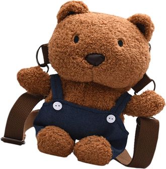 Yardwe Plush Bear Sling Bag Women Cross-body Cute Cartoon Shoulder Bag Lightweight Casual Fur Tote for Outdoor Daily Use Random Color