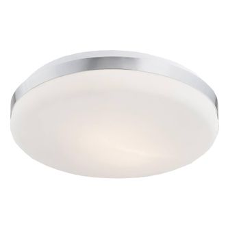 Netlighting Salado Flush Ceiling 2 Light Opal Matt Chrome in Silver