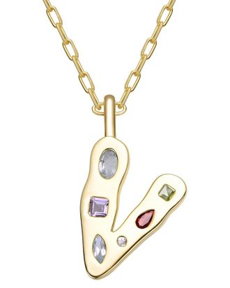 Genevive 14K Plated Cz Alphabetical Necklace