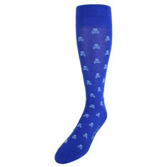 Trafalgar Store Rodger Skull and Cross Bones Mercerized Cotton Mid-Calf Socks in Royal Blue at Nordstrom