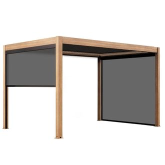 Oviala P&eacute;rgola bioclim&aacute;tica autoportante y motorizada 3x4m y 3 estores