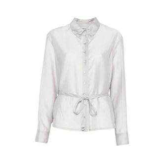 Low Classic Shirts, female, Gray, Size: S Sheer Shirred Blouse