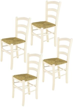 Tommychairs Tommychairs 4 Sillas Venice En Haya Anilina Blanca Y Asiento En Paja