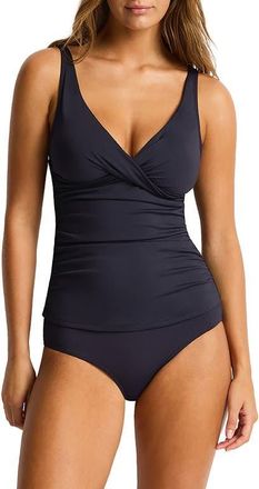 Sea Level Australia Cross Front Tankini Top in Night Sky at Nordstrom, Size 10 Us