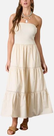 Blu Pepper Strapless Mixed Media Midi Dress in Natural at Nordstrom, Size Medium