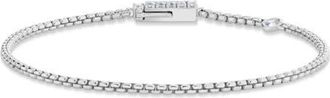 Crislu Layer Up Rounded Box Chain Bracelet in Pure Platinum /Clear Stone at Nordstrom, Size 6.5